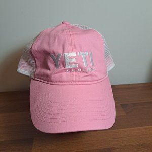 Yeti Coolers Truckers Hat Cap Mesh Back Pink & White Ladies Snapback New W/ Tags